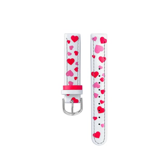 CLOCKODILE Bílý řemínek se srdíčky k dětským hodinkám