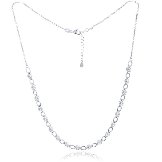 MINET Elegantní stříbrný náhrdelník s bílými zirkony