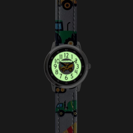 CLOCKODILE Svítící šedé chlapecké dětské hodinky BAGRY