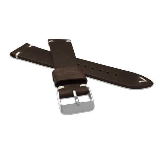 Tmavě hnědý prošitý řemínek LAVVU RETRO z luxusní kůže Top Grain - 20