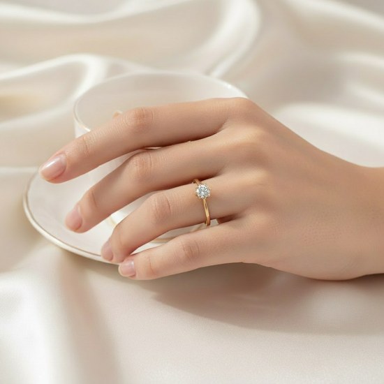 Zlatý 585/1000 prsten se zirkonem TU-5007