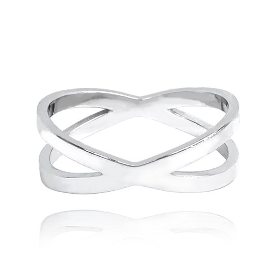 MINET Překřížený stříbrný prsten vel. 55