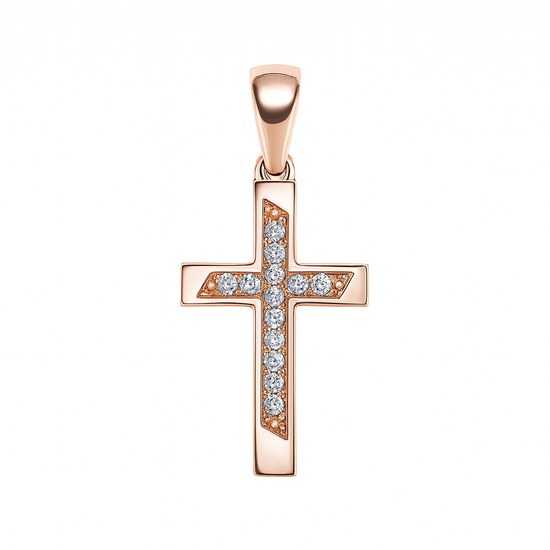 Zlatý 585/1000 přívěsek křížek z růžového zlata 3785