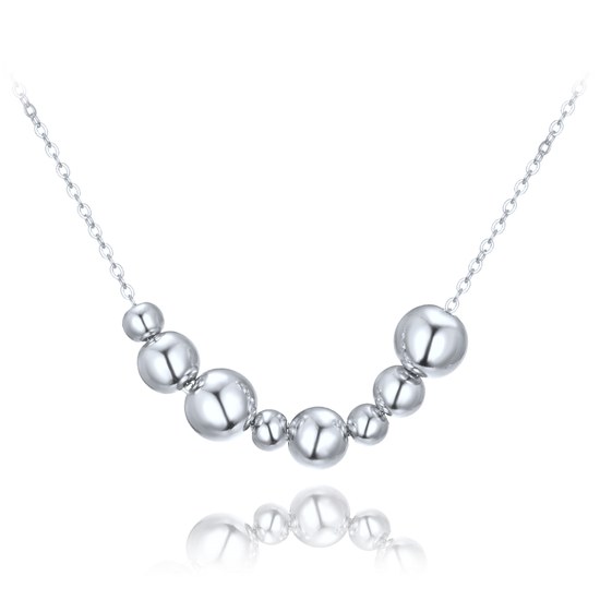 MINET Elegantní stříbrný náhrdelník s kuličkami