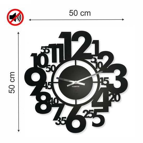 Flexistyle z21b - velké nástěnné kovové hodiny s průměrem 50 cm