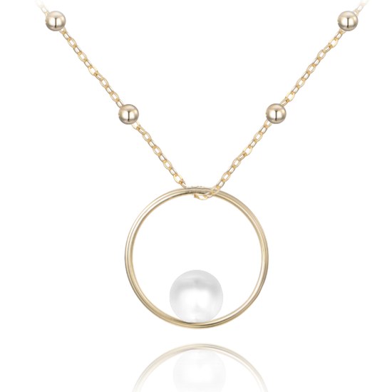 MINET Zlatý náhrdelník s přírodní perlou Au 585/1000 1,90g