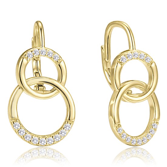 MINET Luxusní pozlacené stříbrné náušnice s bílými zirkony