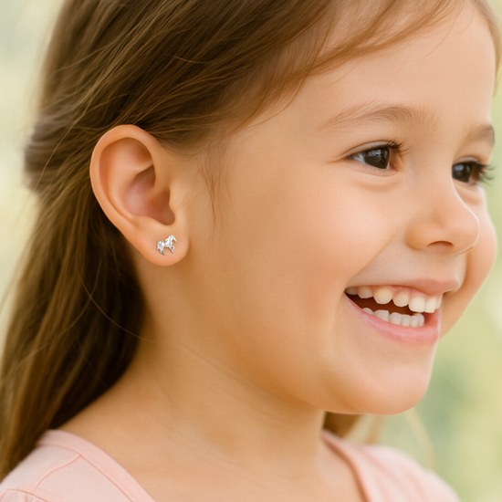 MINET Stříbrné náušnice koně