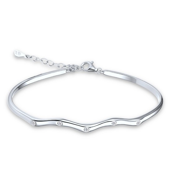 MINET Elegantní zvlněný stříbrný 925/1000 náramek s bílým zirkonem JMAS0358SB17