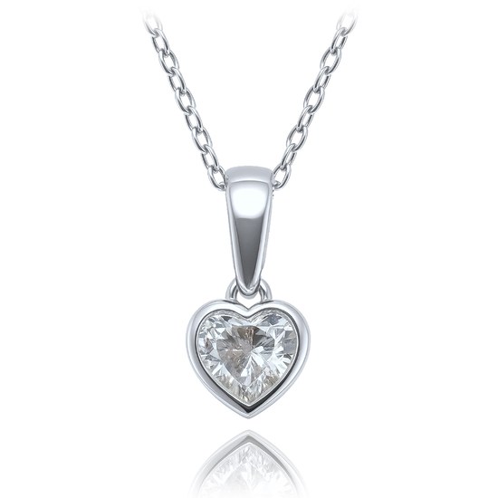MINET Dětský zlatý náhrdelník z bílého zlata srdíčko s bílým zirkonem Au 585/1000 1,85g