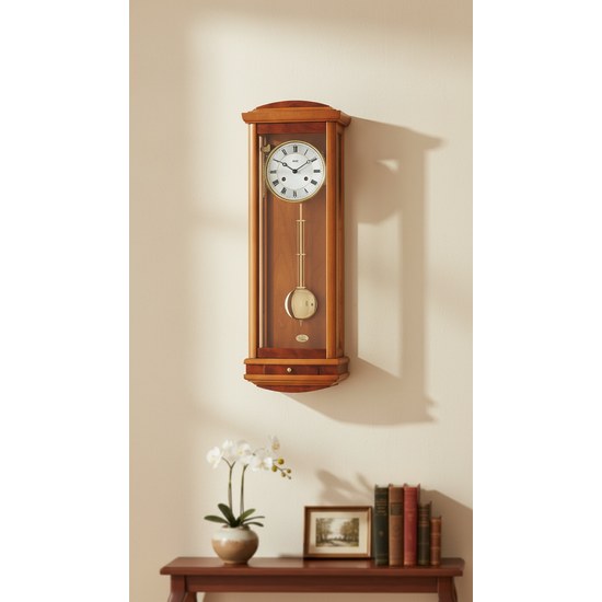 AMS 607/9 - mechanické kyvadlové hodiny od německého výrobce v odstínu třešeň