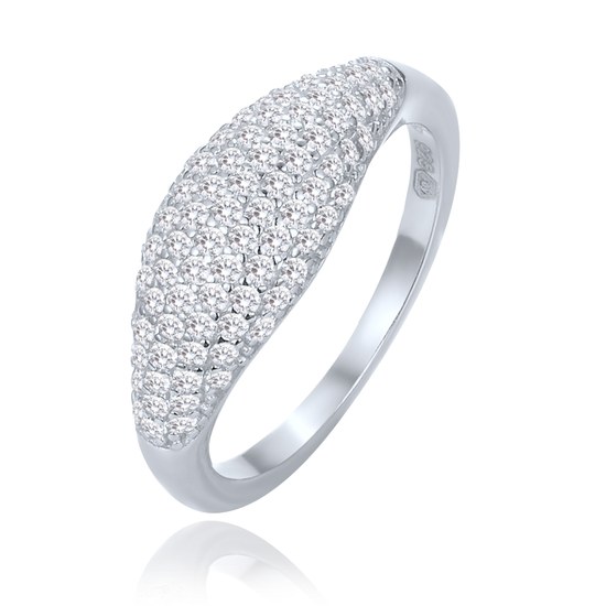 MINET 925/1000 Stříbrný prsten kapka s bílými zirkony JMAN0565WR