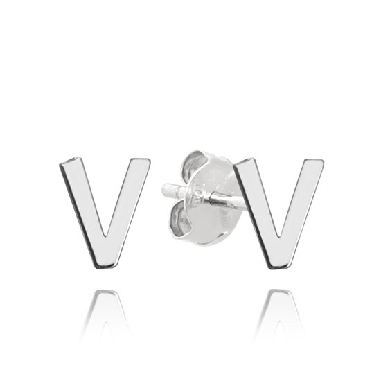 MINET Stříbrné náušnice písmeno "V"