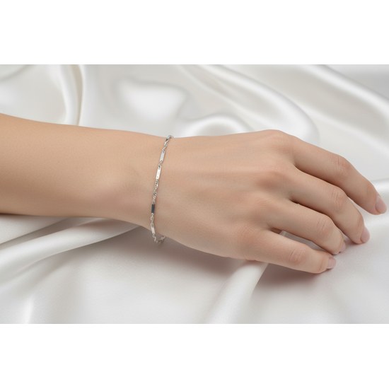 Zlatý 585/1000 náramek z bílého zlata singapur 1454