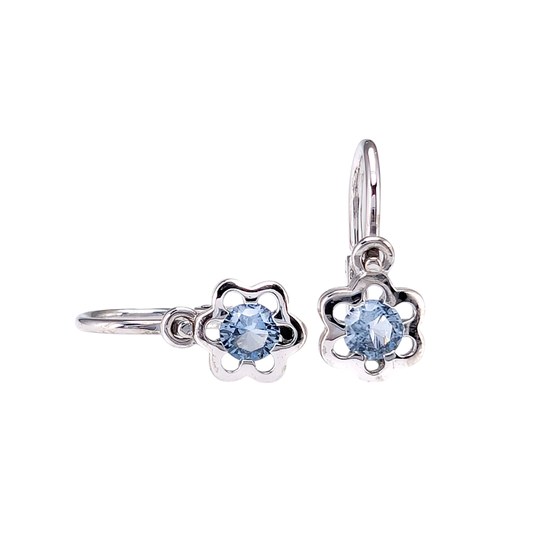 Zlaté 585/1000 dětské náušnice z bílého zlata kytičky se zirkonem 6018AK