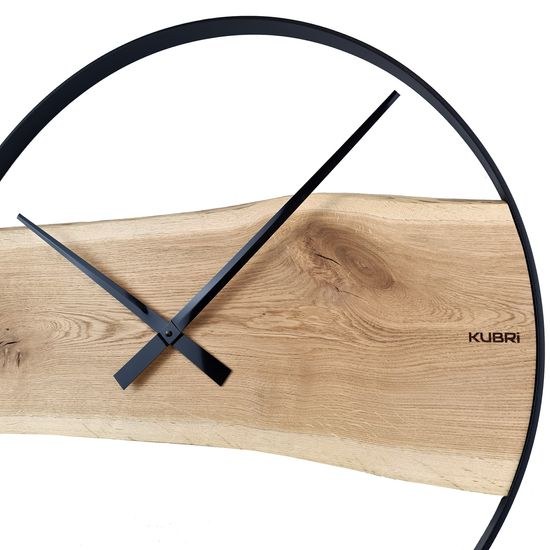 KUBRi 1005A - Obrovské 80 cm hodiny z masivního dubu s kovovým rámem