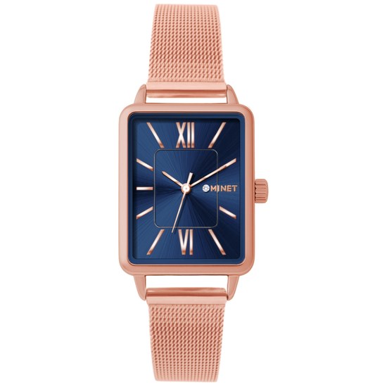 MINET Rosegold-modré dámské hodinky SIENA s rosegold ocelovým řemínkem