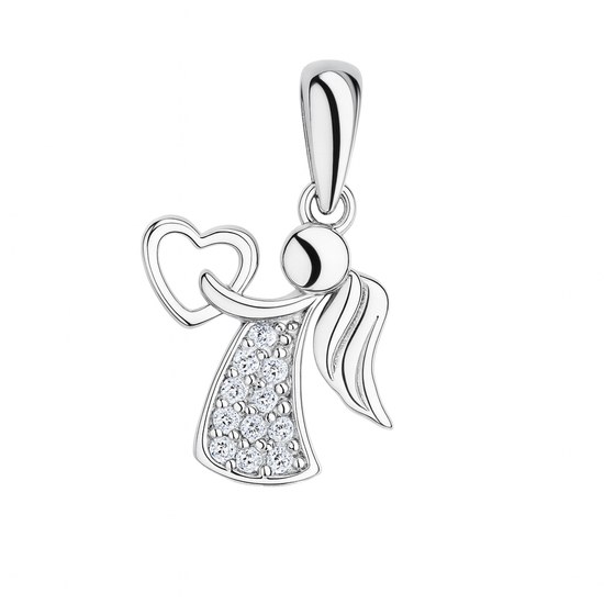 Zlatý 585/1000 přívěsek z bílého zlata se zirkony anděl 30167