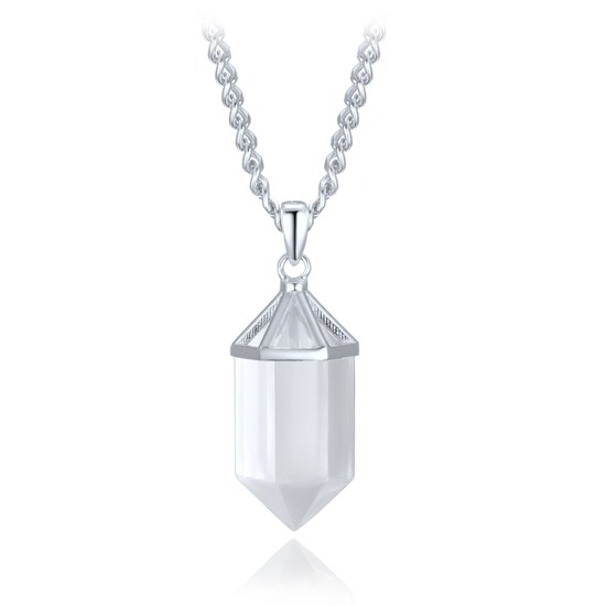 MINET Luxusní stříbrný náhrdelník přírodní křišťál
