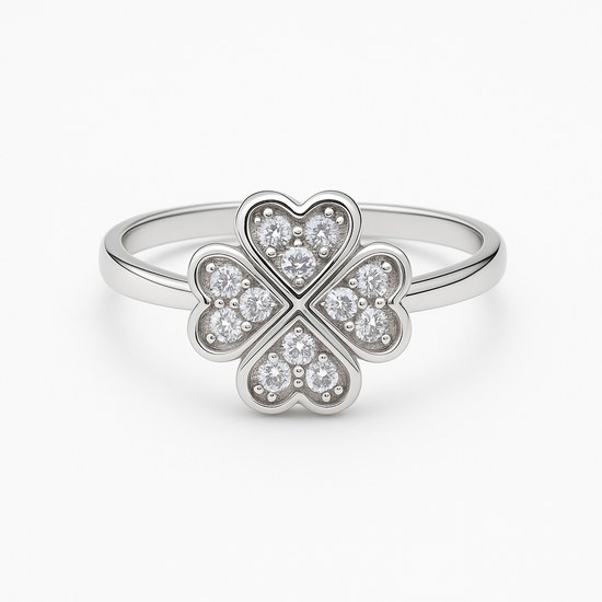 Zlatý prsten z bílého zlata se zirkony