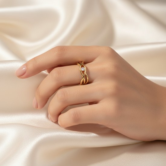 Zlatý 585/1000 prsten proplétaný se zirkonem 5009BK