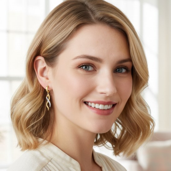 MINET Elegantní zlaté náušnice s bílými zirkony Au 585/1000 2,45g