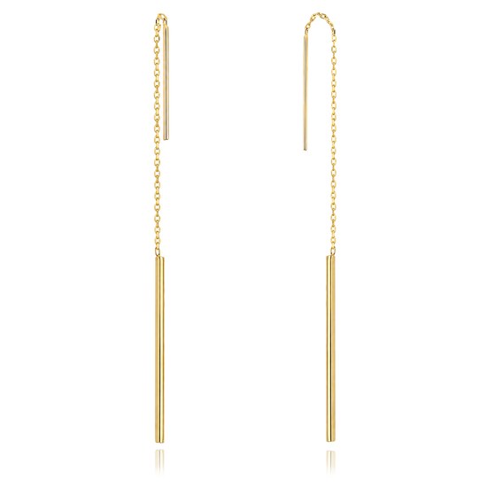 MINET Elegantní zlaté visací náušnice s tyčkou Au 585/1000 1,30g JMG0402WGE00