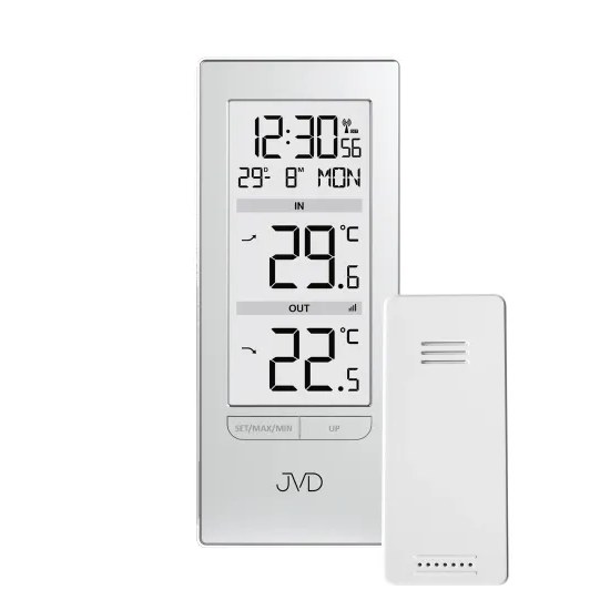 JVD T3348.2 - Teploměr s venkovním bezdrátovým čidlem a jednoduchým ovládáním