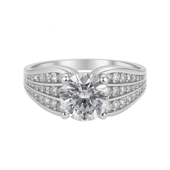 Zlatý 585/1000 prsten z bílého zlata se zirkony 10004