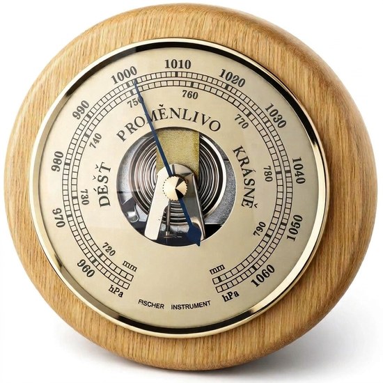 KUBRi 0203A - Špičkový barometr osazený v dubovém dřevě