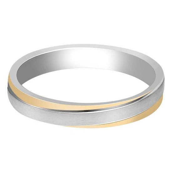 Snubní prsten z chirurgické oceli dvoubarevný bez kamene