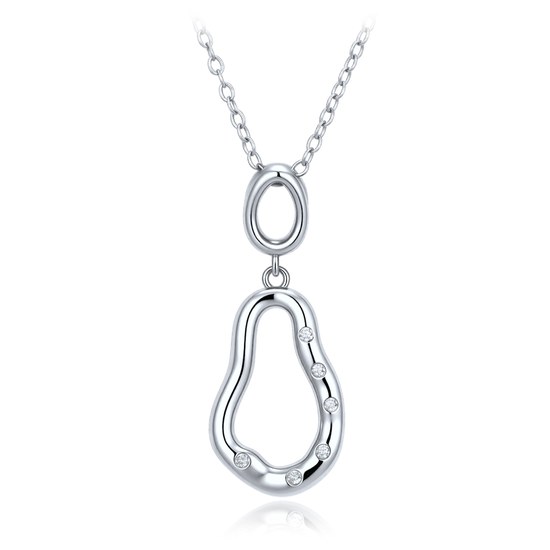 MINET Elegantní zvlněný stříbrný 925/1000 náhrdelník s bílým zirkonem JMAS0358SN47
