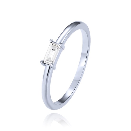 MINET Stříbrný prsten s bílým zirkonem