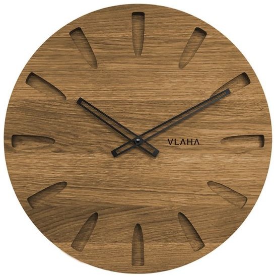 Dubové hodiny VLAHA VCT1022 vyrobené v Čechách s černými ručičkami