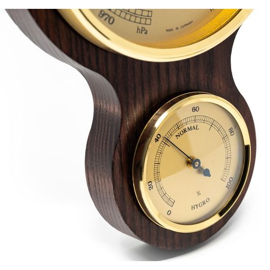 Barometr s teplměrem a vlhkoměrem na dřevěné podložce 6699-22