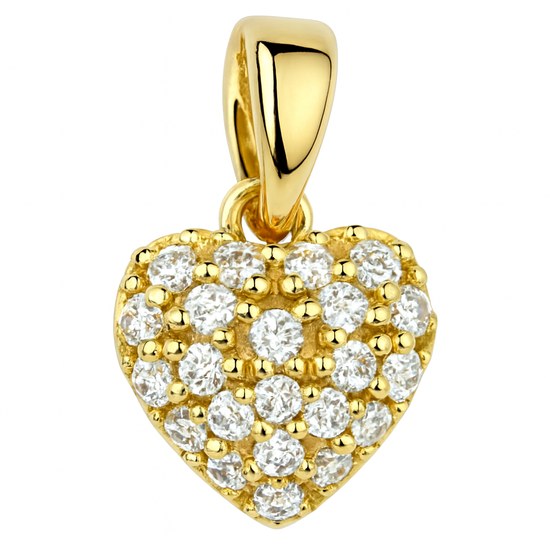 Zlatý 585/1000 přívěs Srdce se zirkony TU-4005