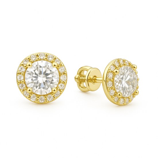 Zlaté náušnice se zirkony šroubkové