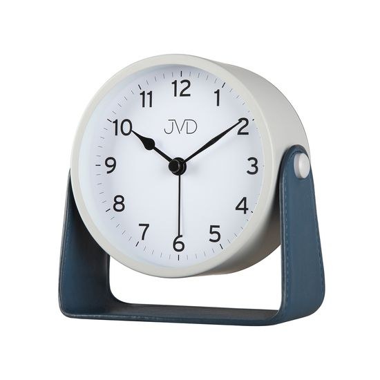 JVD SRP2313.2 - kovový budík s tichým chodem a koženými doplňky