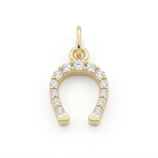 Zlatý 585/1000 přívěsek podkova s kameny