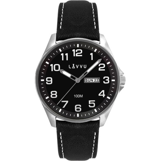 Ocelové pánské hodinky LAVVU LWM0145 BERGEN Black / Top Grain Leather