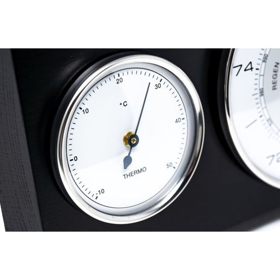 Barometr s teplměrem a vlhkoměrem na dřevěné podložce 9103S-06