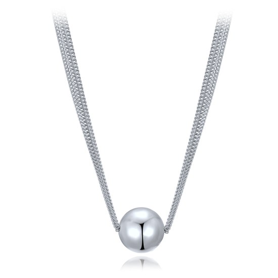 MINET Elegantní stříbrný náhrdelník se třemi řetízky s kuličkou Ag 925/1000 10,65g