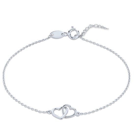 MINET Zlatý náramek z bílého zlata se srdíčky Au 585/1000 0,95g