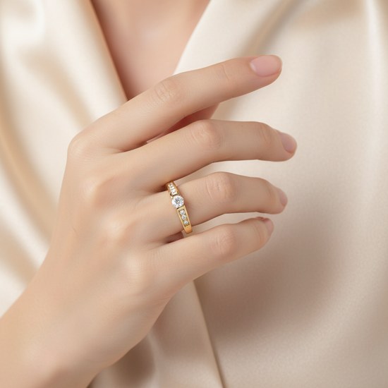 Zlatý 585/1000 prsten s kamenem NF231