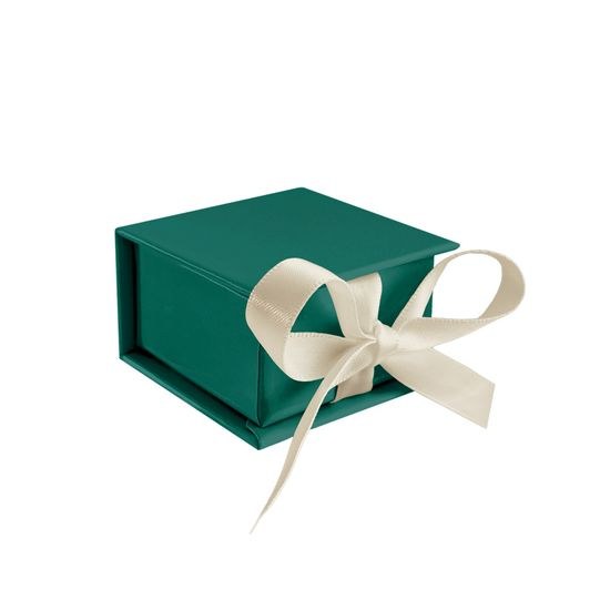 MINET Zelená magnetická krabička na šperky s béžovou stuhou - 5 x 5 x 3 cm