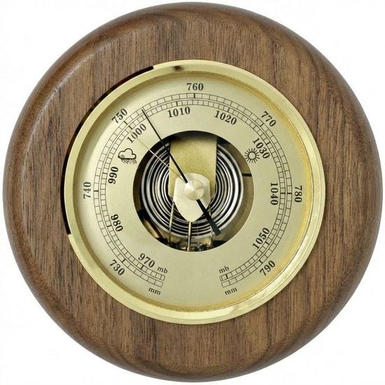 KUBRi 0230B precis - Velký barometr nejvyšší kvality osazený v dubovém dřevě a odstínu ořechu