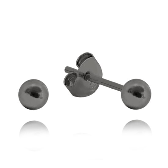 MINET Černé stříbrné náušnice KULIČKY MALÉ 3 mm