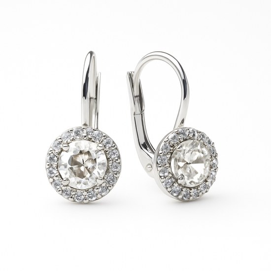 Zlaté náušnice z bílého zlata se zirkony klapkové