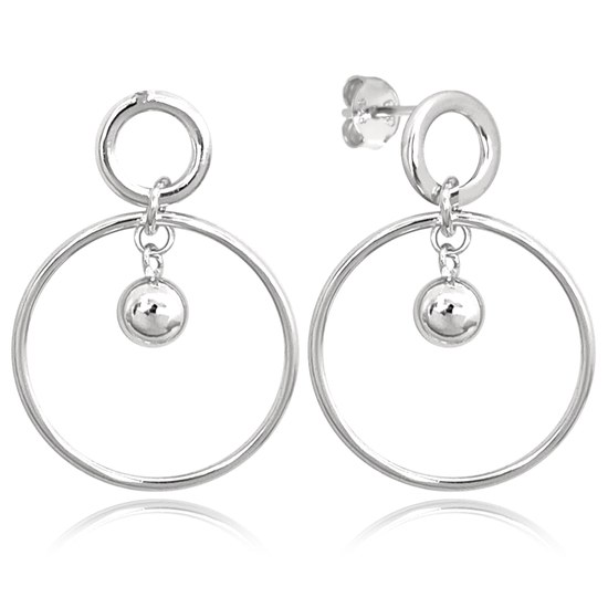 MINET Moderní stříbrné náušnice KRUHY s kuličkou