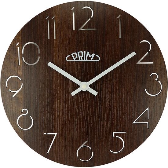 Dřevěné designové hodiny tmavě hnědé PRIM Natural - C